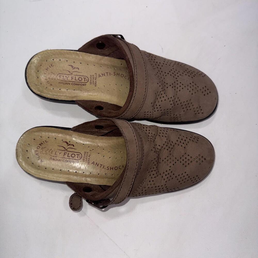 Fly Flot Anatomic Wedge Shoes, Women 8-8.5, Leather, Slip-on Or Heel‎ Strap